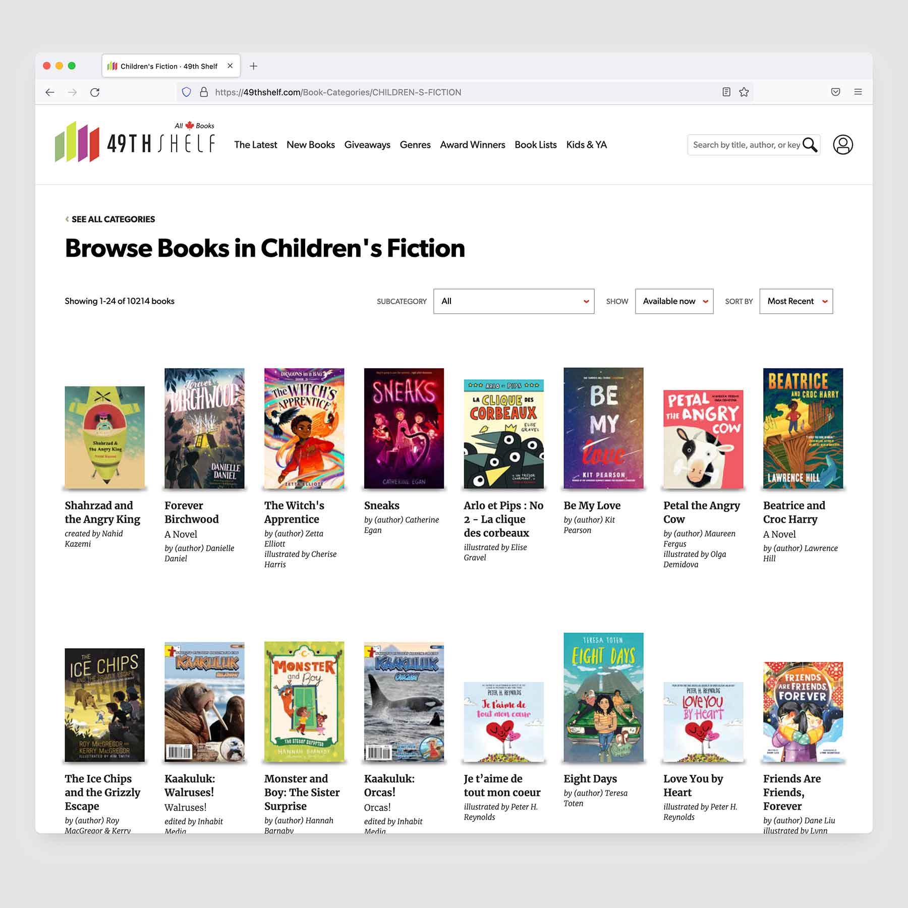 49th Shelf children's fiction archive listing page