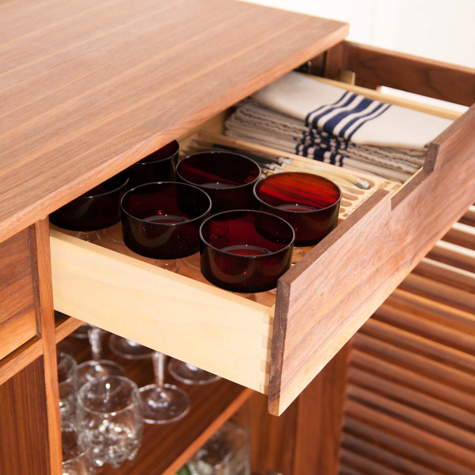 Bar cabinet, drawer detail
