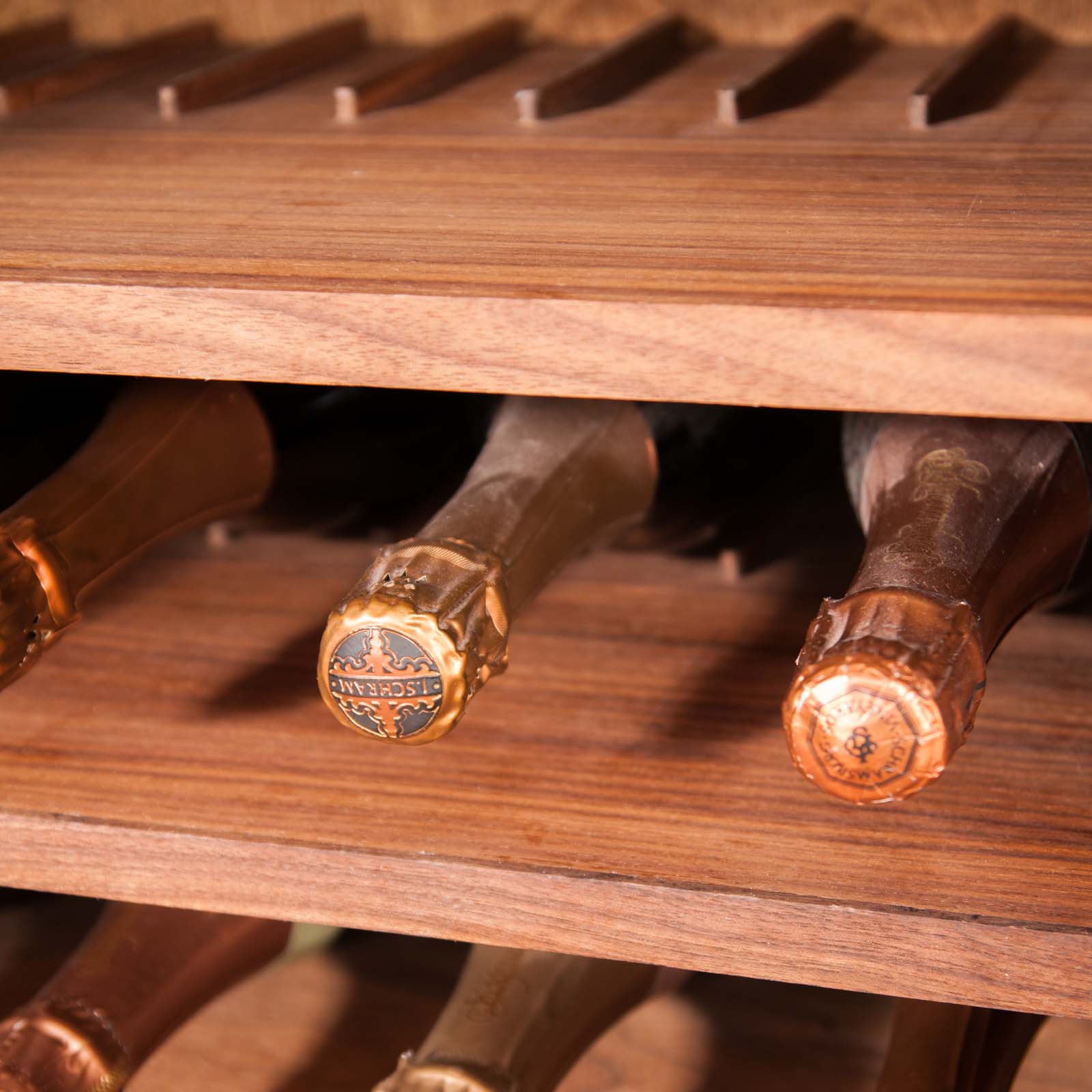 Bar cabinet, wine rack detail