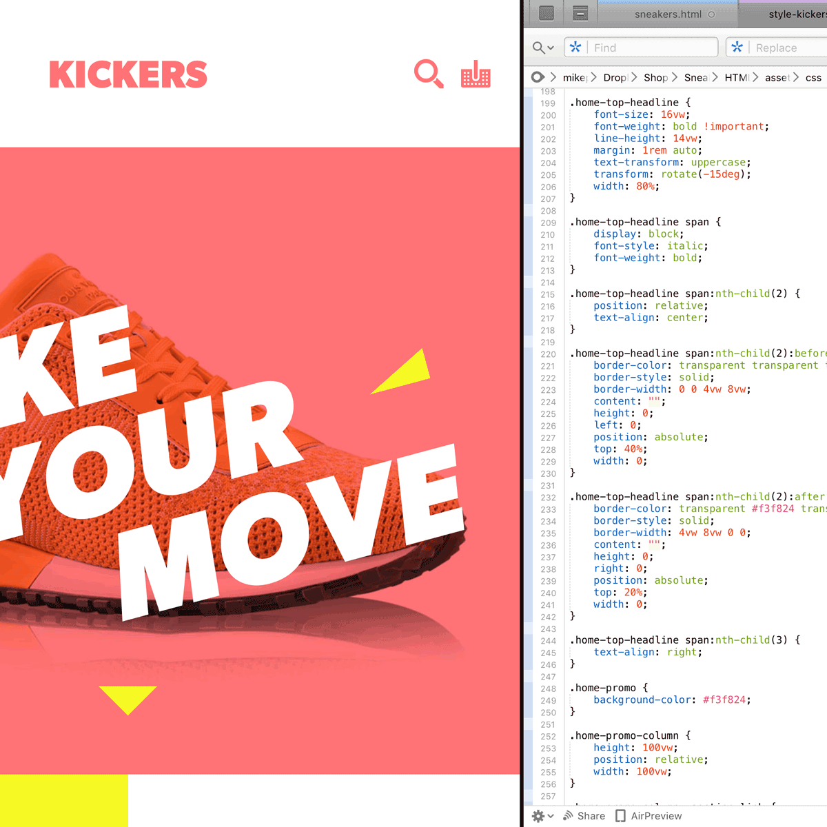 Sneakers HTML peek