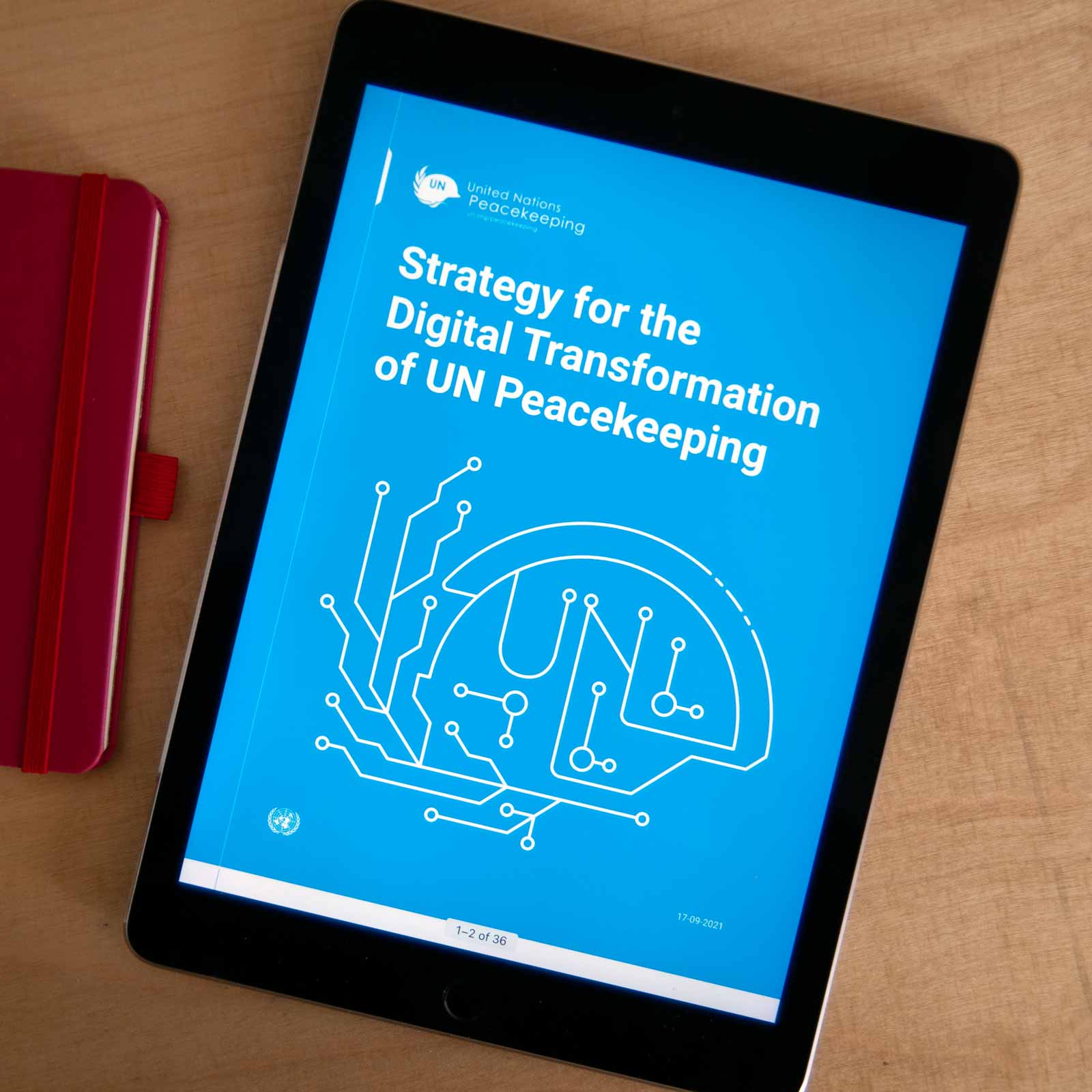 Cover of digital document Digital Transformation Strategy displayed on an iPad